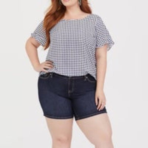 TORRID GINGHAM RUFFLE CHALLIS BLOUSE SIZE 1X - Picture 1 of 11